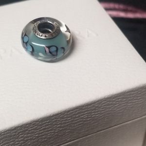 Authentic PANDORA Blue Butterfly Kisses Murano Glass Bead Charm-RETIRED-791622